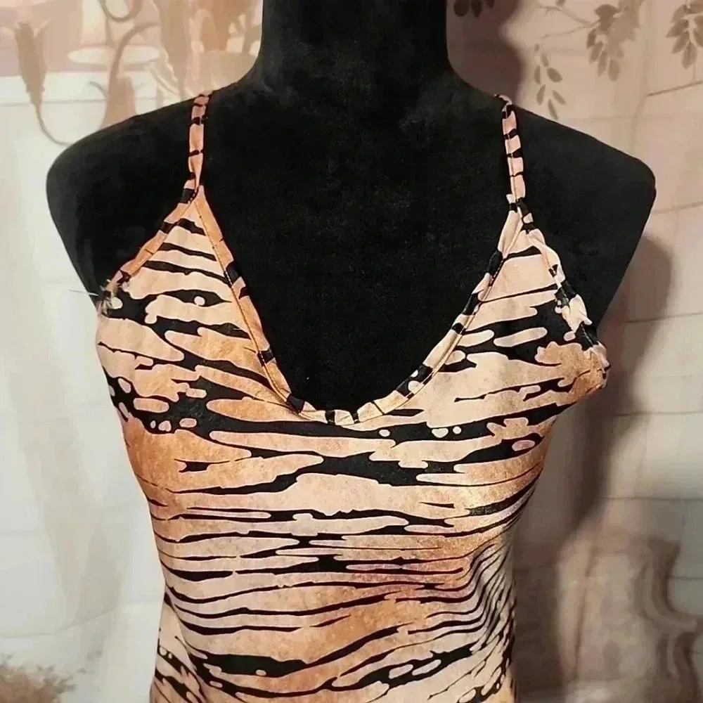 Animal Print Satin Slip Dress. Size small - Picture 7 of 8